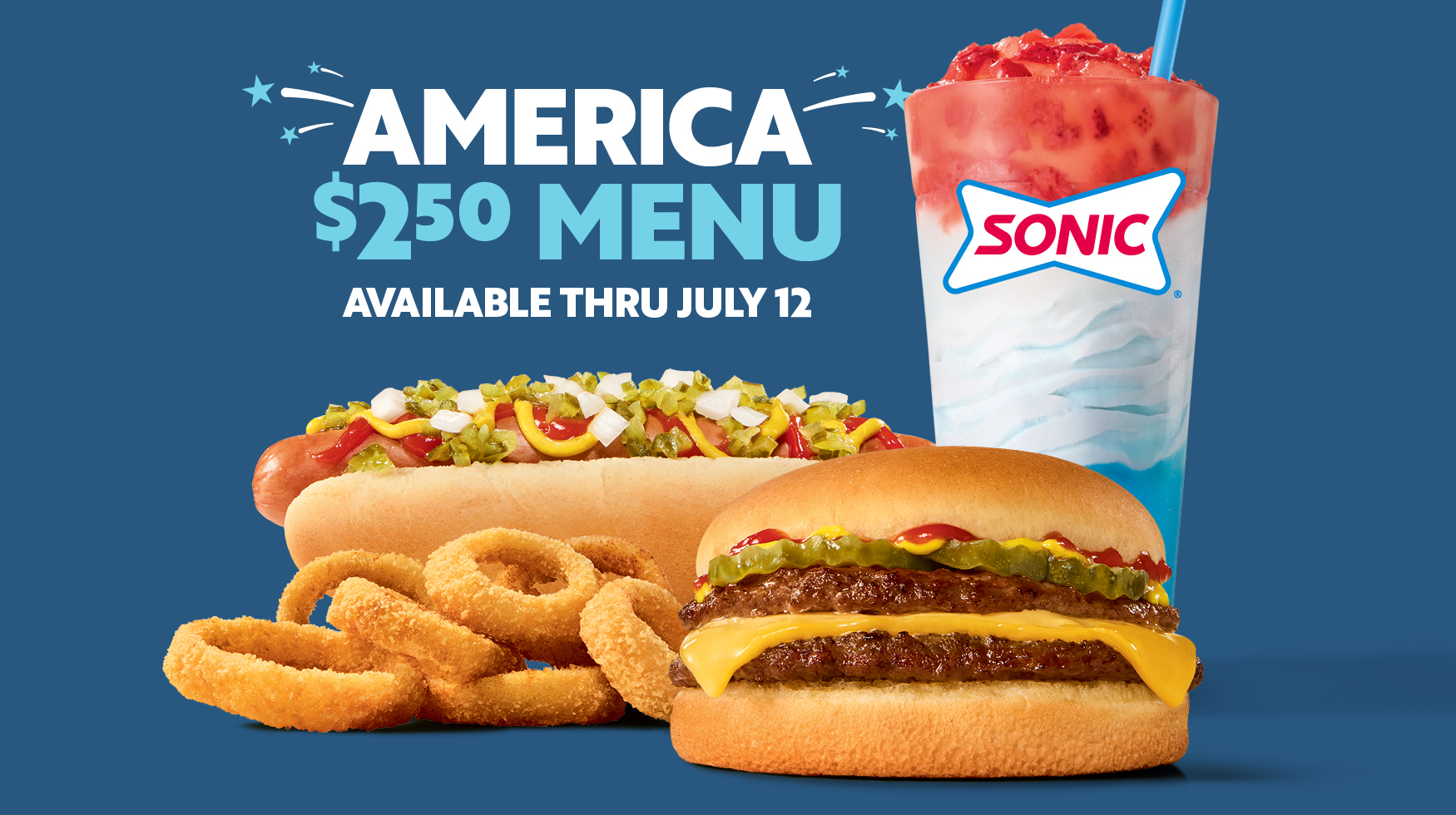 Sonic cheeseburger, hot dog and drink
