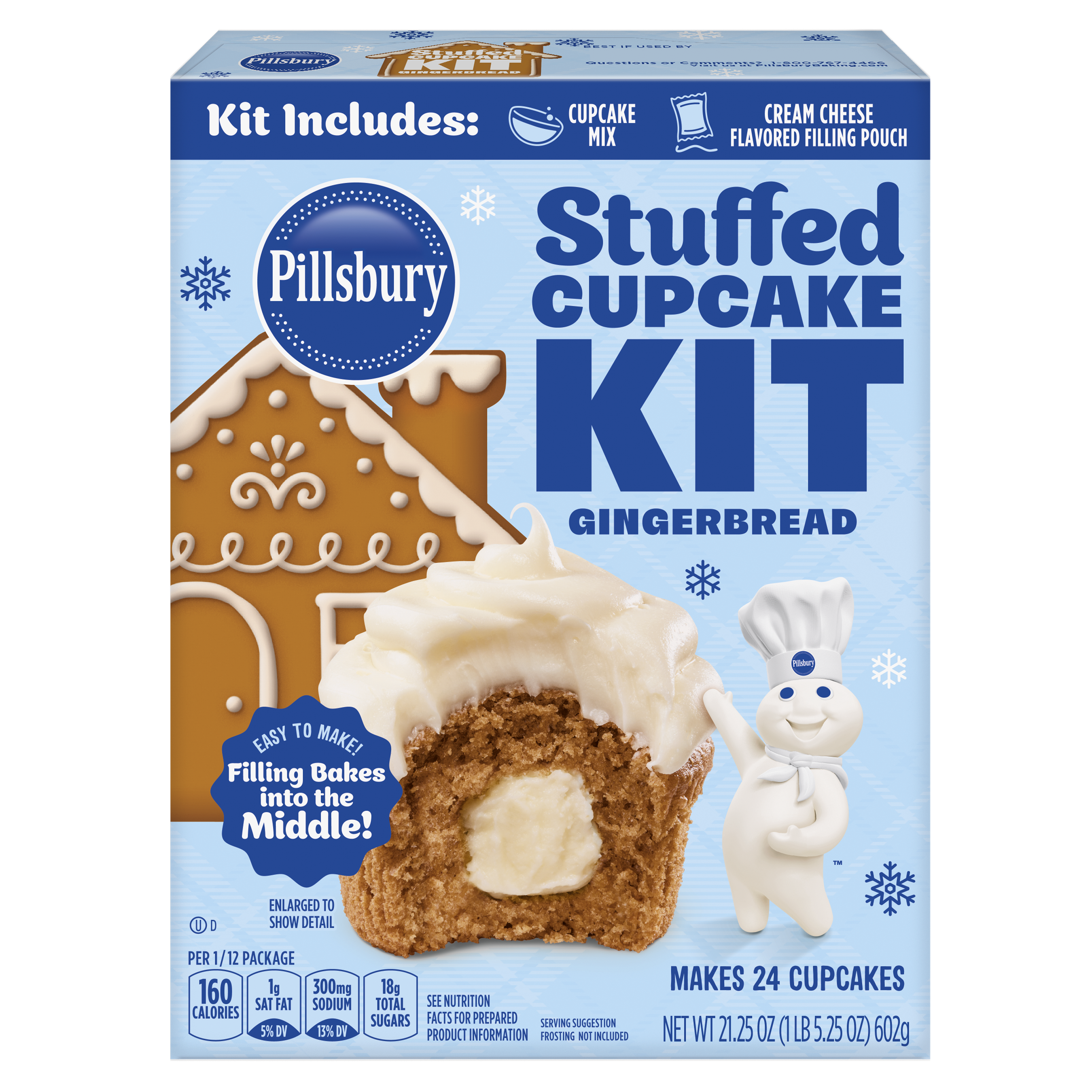 Pillsbury Gingerbread Stuffed Cupcake Kit box