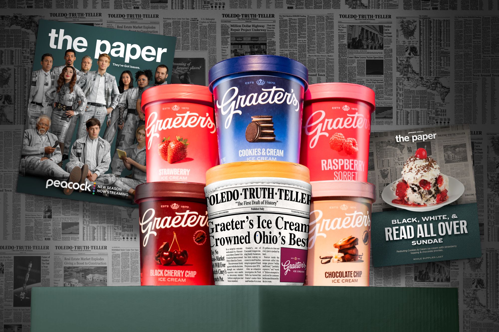 Graeter’s and Peacock’s The Paper Publish a Newspaper-Themed Ice Cream Bundle